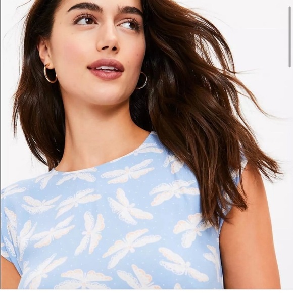 Loft Butterfly Flutter Sleeve Midi Dress - Picture 3 of 4